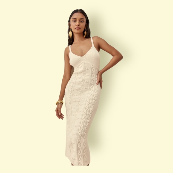 NWT Reformation Natalie Sweater Dress Cream Ivory - Picture 6 of 8